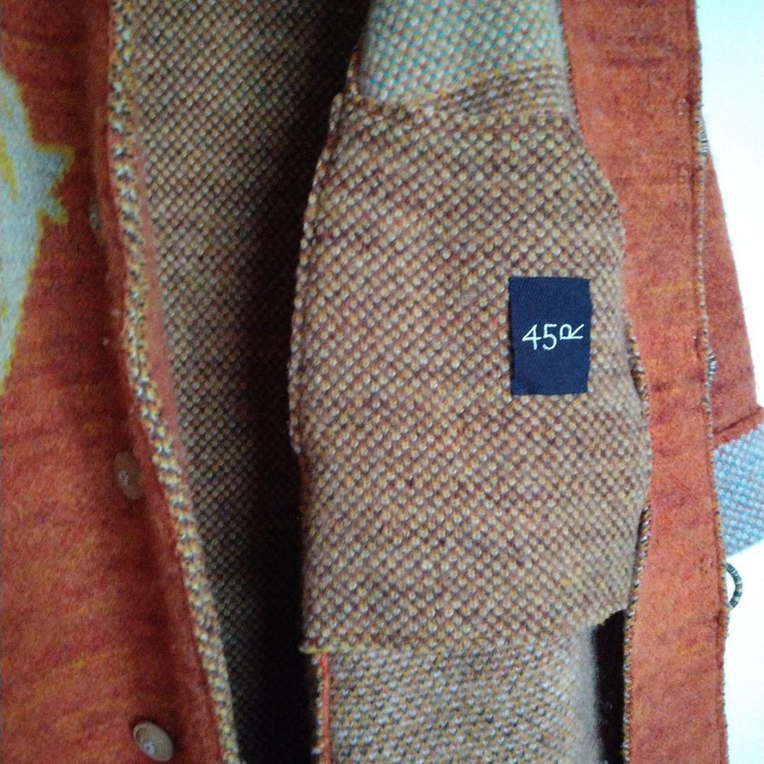 ★45Ｒ★千鳥縮絨ニットのコート　オレンジ