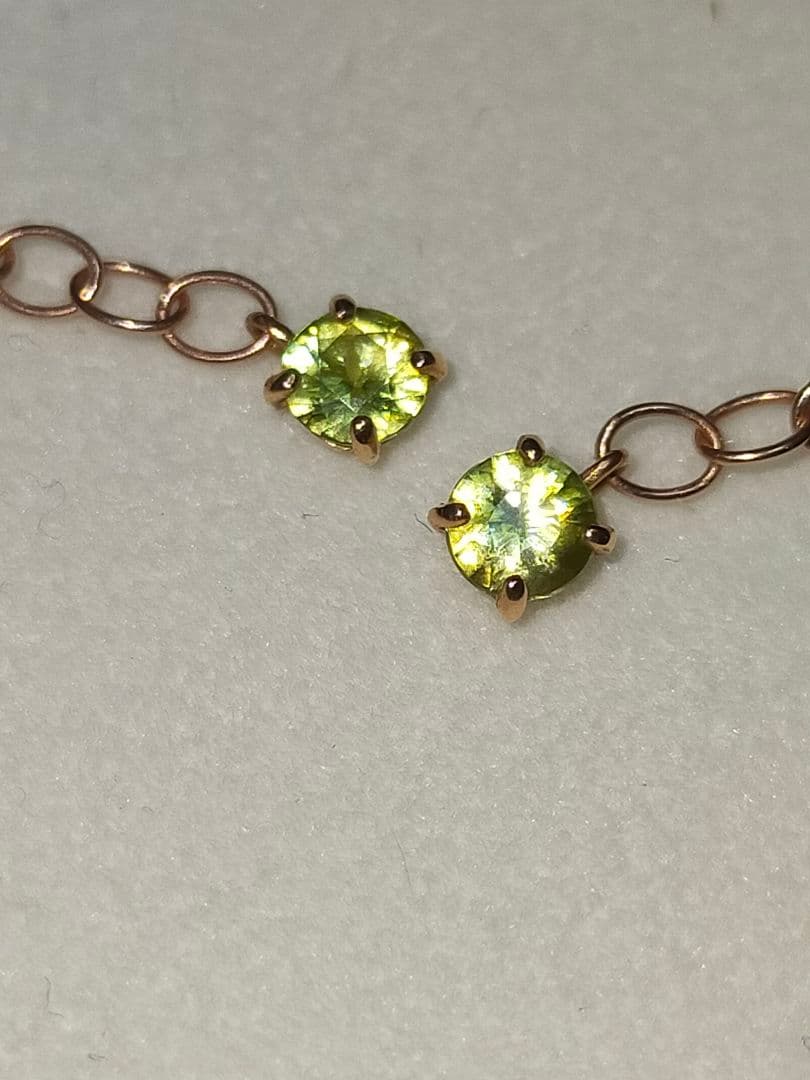 スフェーン　チャー厶　ピンクゴールド ピアス