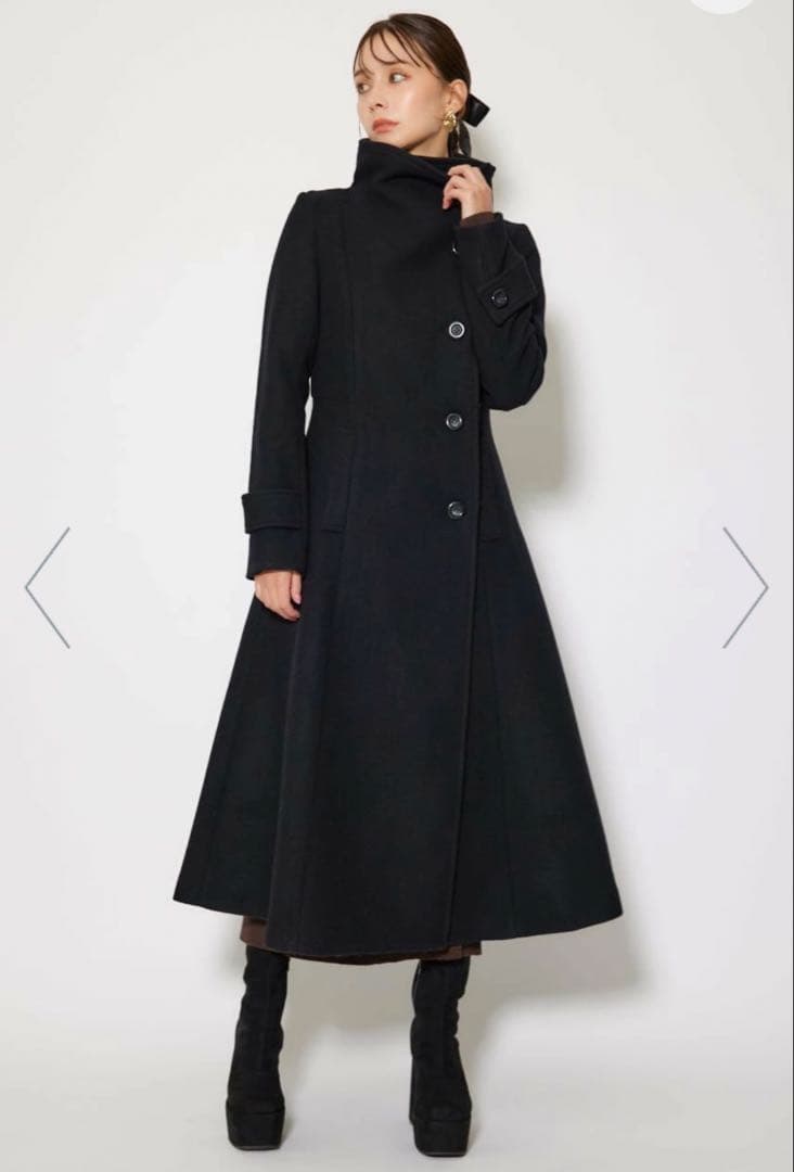 Mサイズ 25オーバーネック シンデレララインコート ブラック rienda