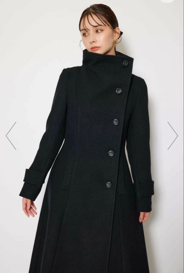 Mサイズ 25オーバーネック シンデレララインコート ブラック rienda