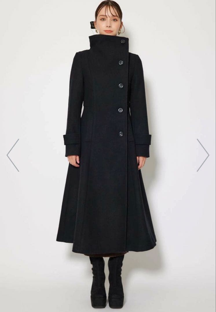 Mサイズ 25オーバーネック シンデレララインコート ブラック rienda