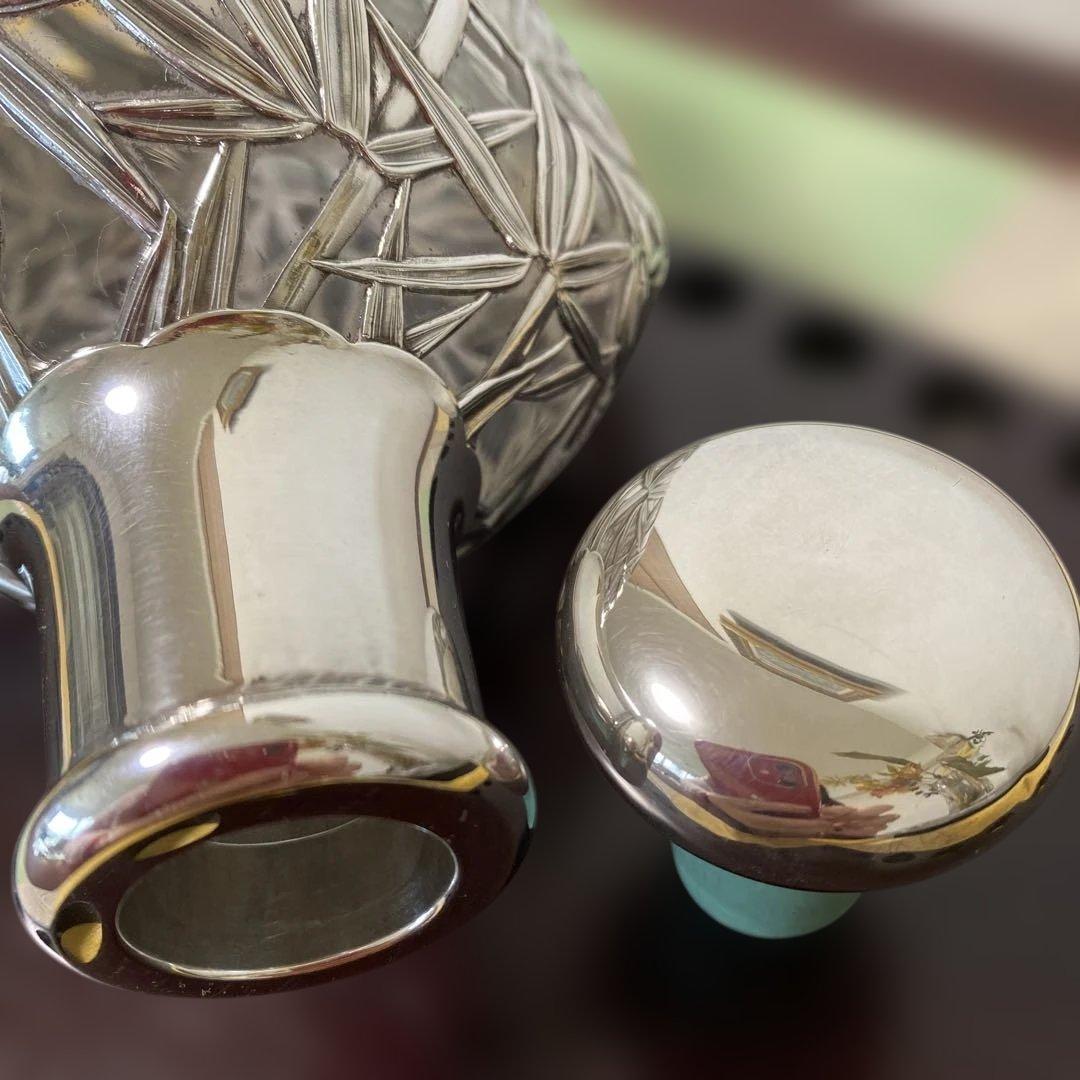 スターリングシルバーオーバーレイ　ガラスデキャンタ　バンブー