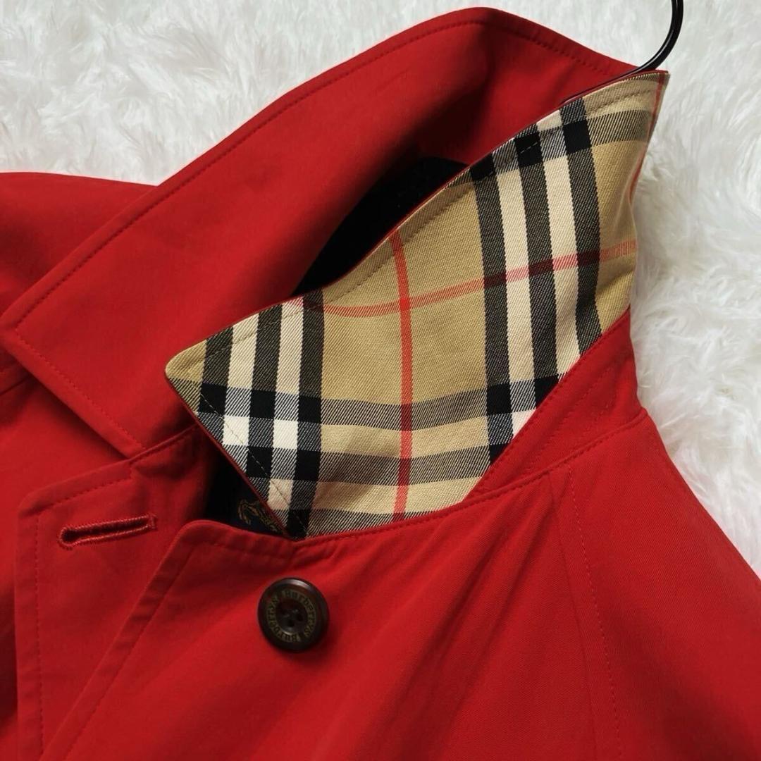☆ バーバリーズ ステンカラー コート 裏地ノバチェック レッド 赤 38 M❤