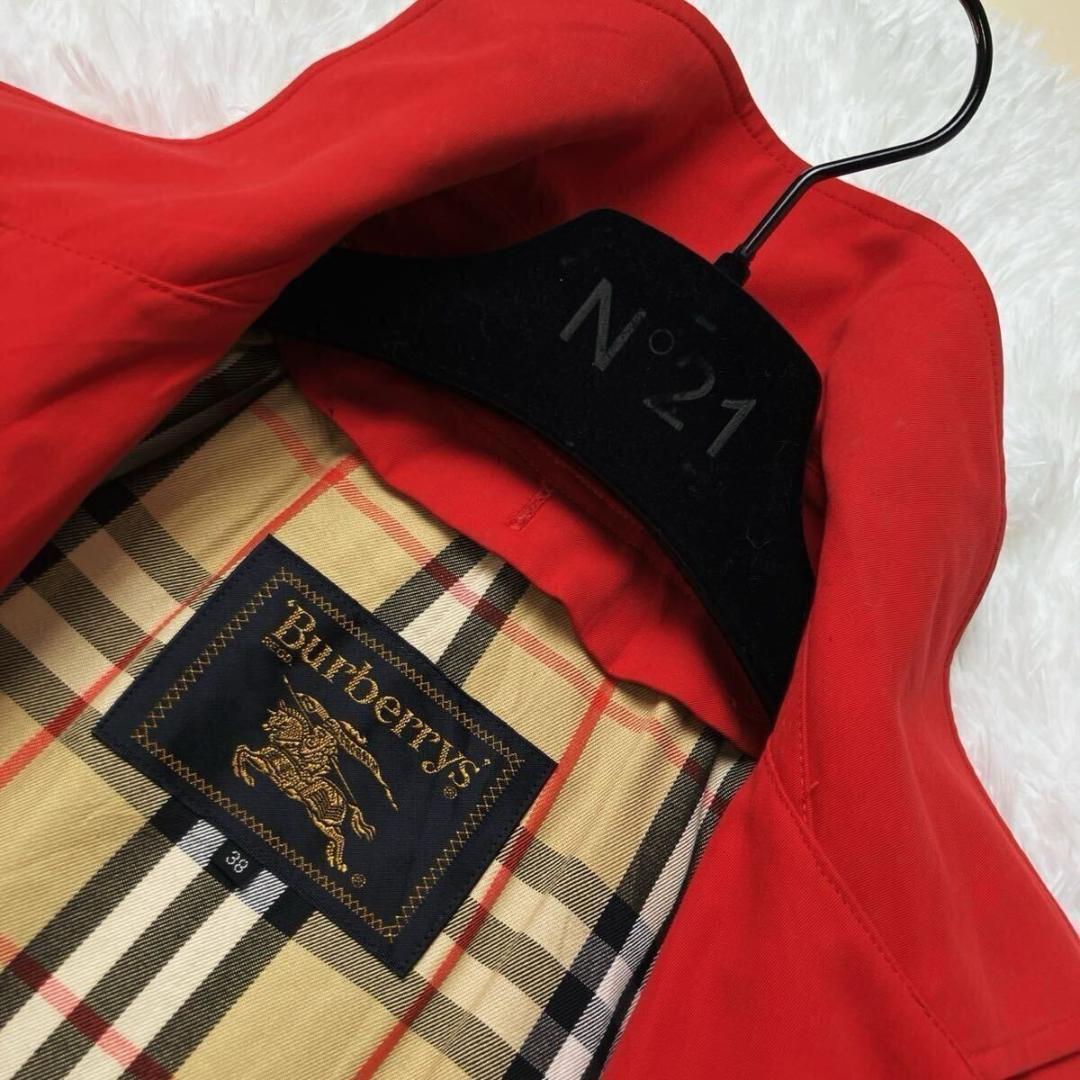☆ バーバリーズ ステンカラー コート 裏地ノバチェック レッド 赤 38 M❤