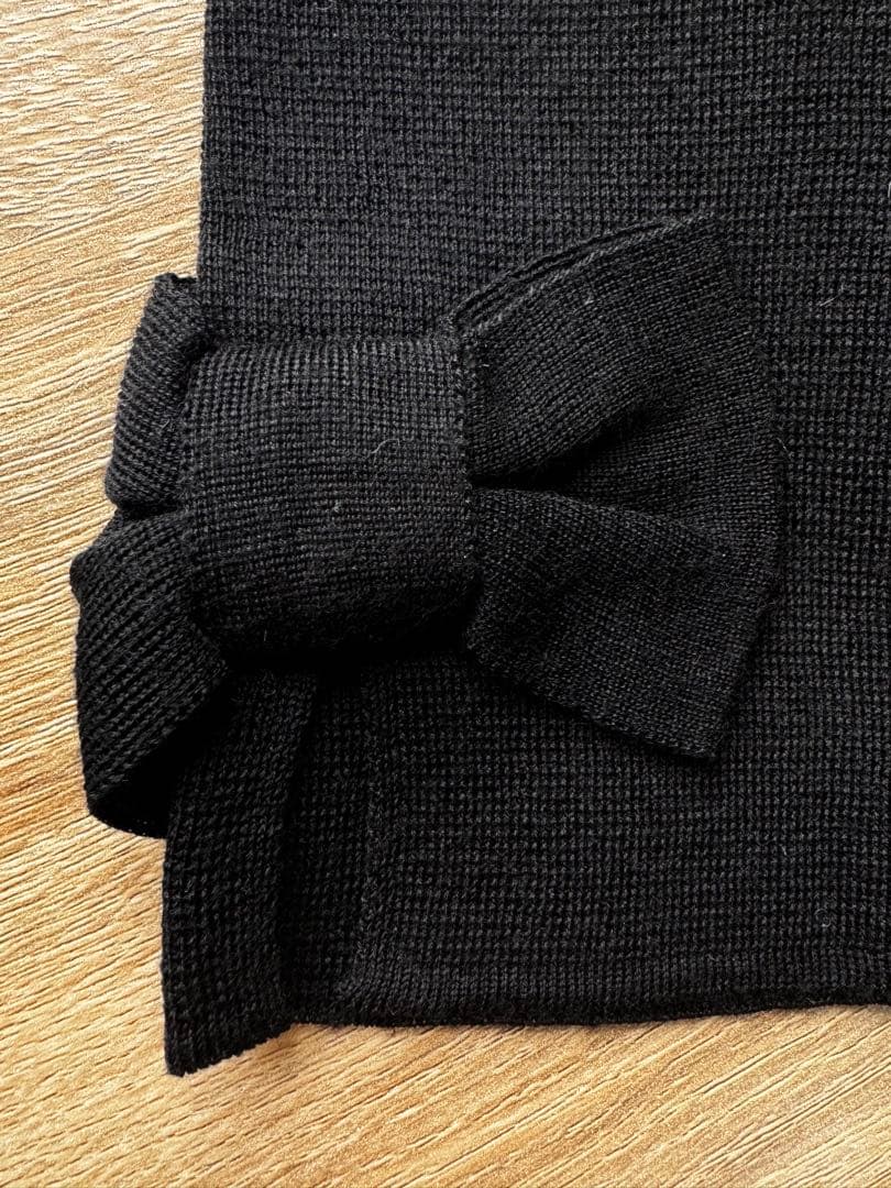 未使用 M'S GRACY 袖リボン ウールニット セーター 38 黒 襟付