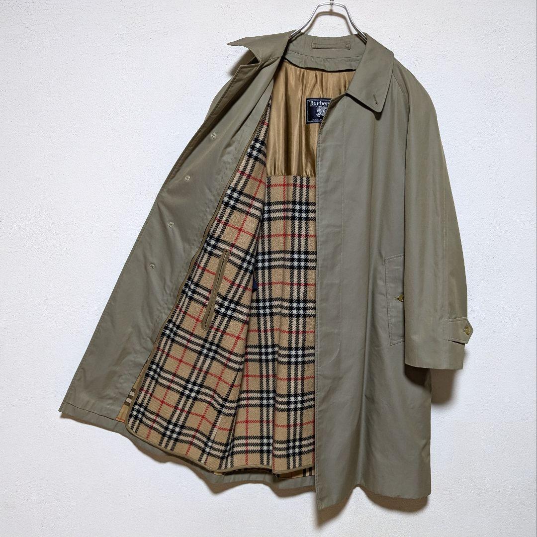美品 英国製 90s バーバリー ステンカラーコート メンズ 玉虫 C94C