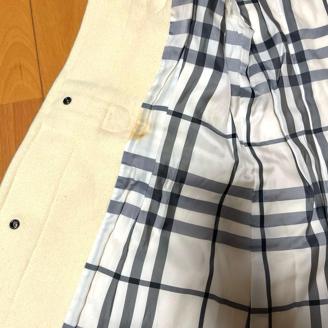 バーバリーブルーレーベル ダッフルコート メガチェック　フード付 アンゴラ混