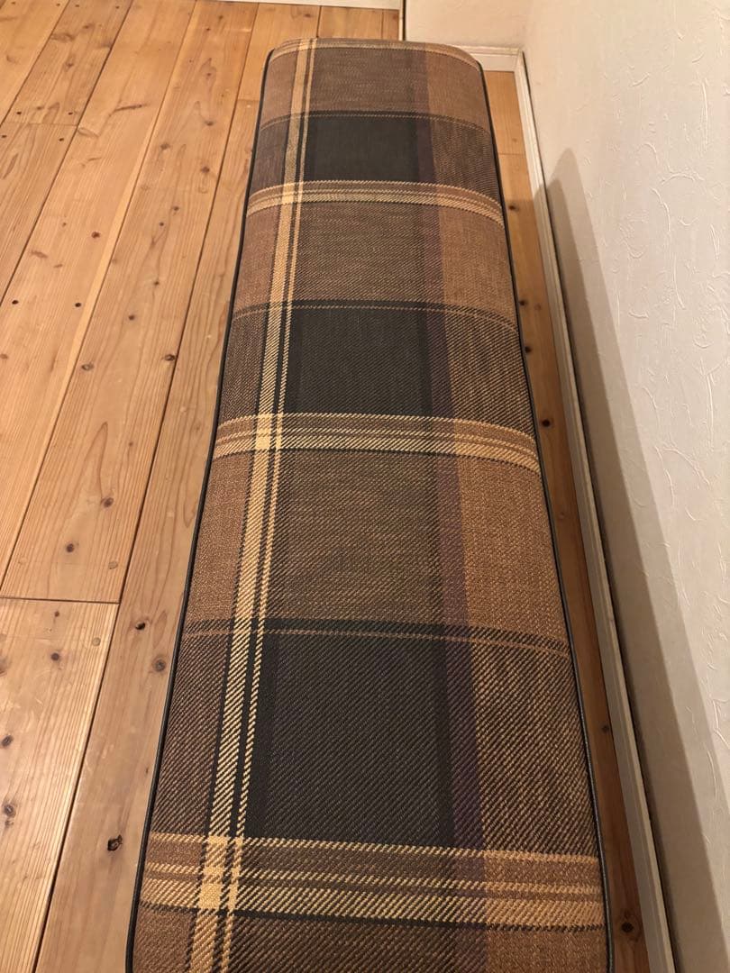 クラッシュゲートチェルシーベンチ　ソファ　ブラウンチェック柄