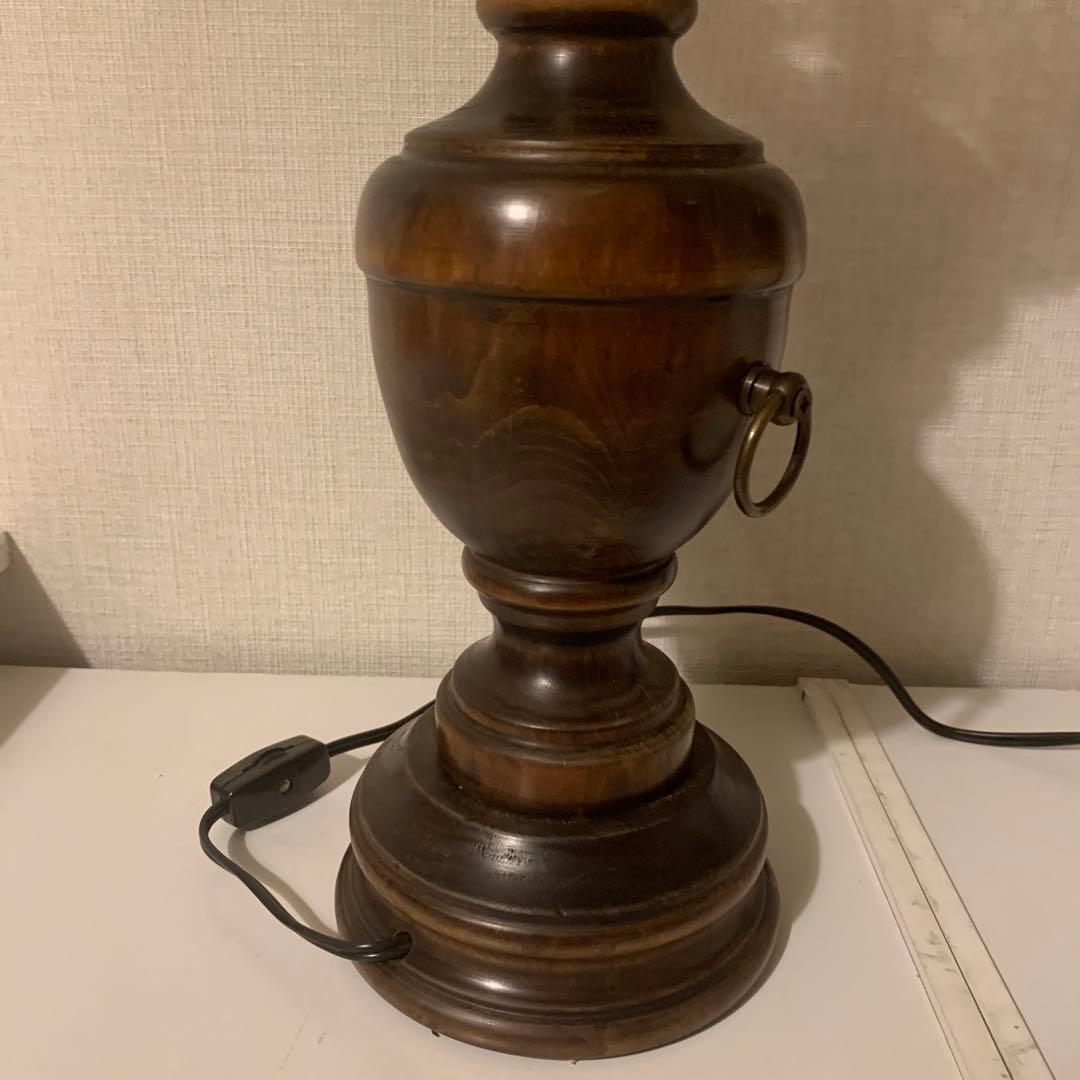 ガラス テーブルランプ　木製シェードランプ スタンドランプ アンティーク