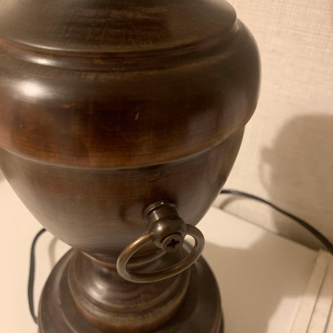 ガラス テーブルランプ　木製シェードランプ スタンドランプ アンティーク