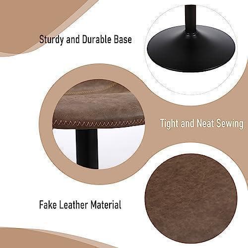 カウンターチェア　2脚　セット　ハイチェア　調整可能　ブラウン　回転