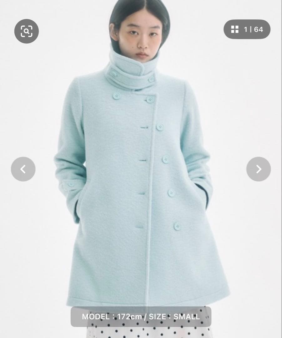 fekete Pコート ロングコート ミディ丈コート / ライトブルー