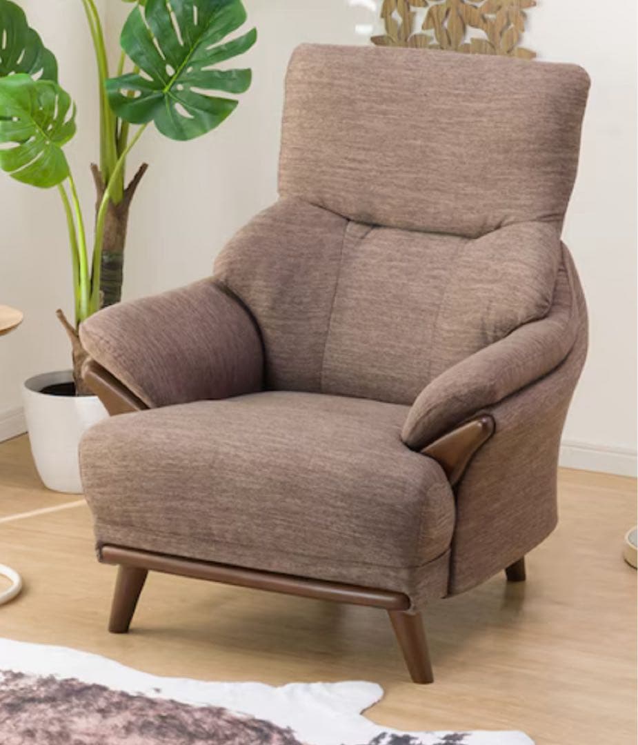 ニトリ 1人掛け布張りソファ「コウテイ3」ダークモカ（ハイバック）クッション付き