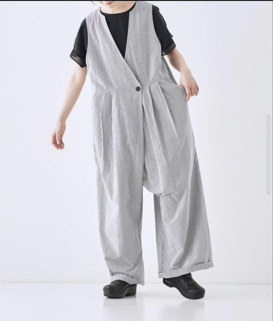 nest Robe it’sMe　サッカーストライプサロペット　黒