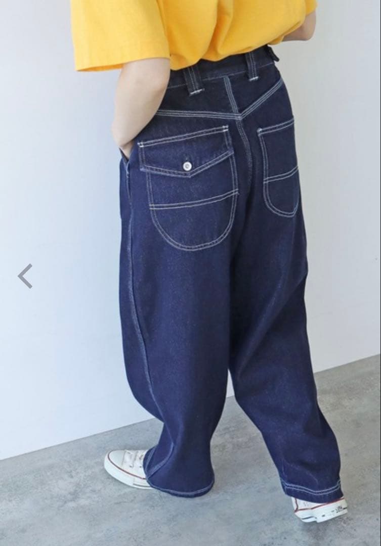 PARICI M ネイビー　ワイドパンツ ハイウエスト　パーリッシィ　デニム