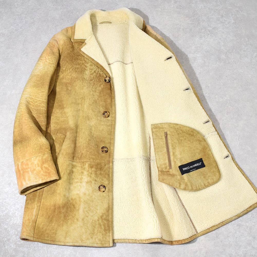 イタリア製 ENRICO MANDELLI 高級ベビーラム ムートンコート 50