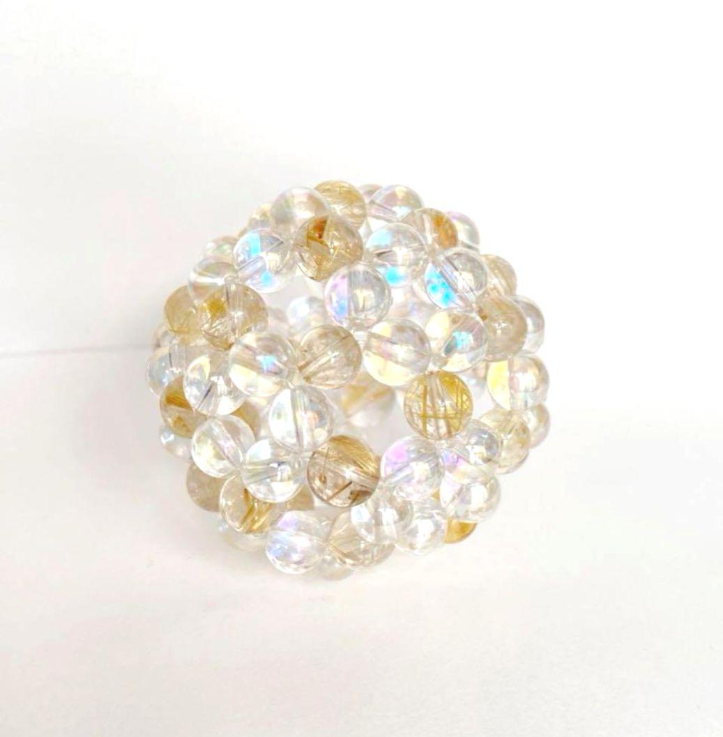 神聖幾何学フラーレン アクアクリスタル ルチルクォーツ 7mm玉 バッキーボール