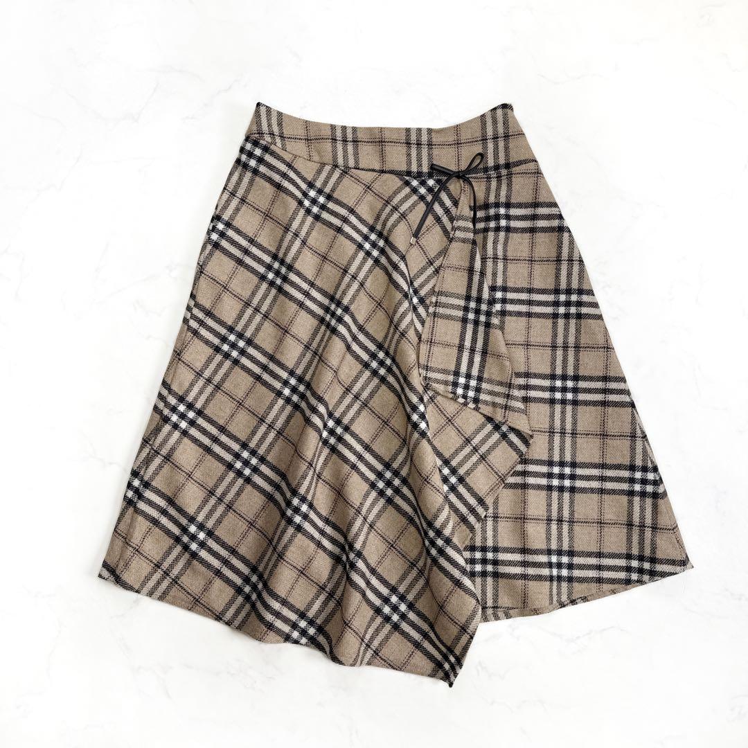 24AW エムズグレイシー カシュクール チェック スカート 40 ベージュ系