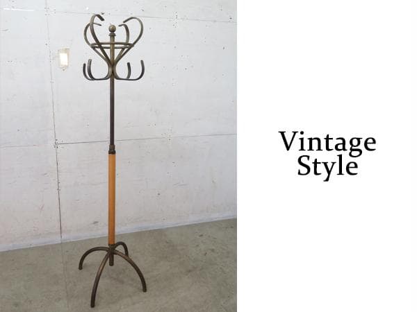 ゴールドカラー■ポールハンガースタンド/コードスタンド■ビンテージスタイル■