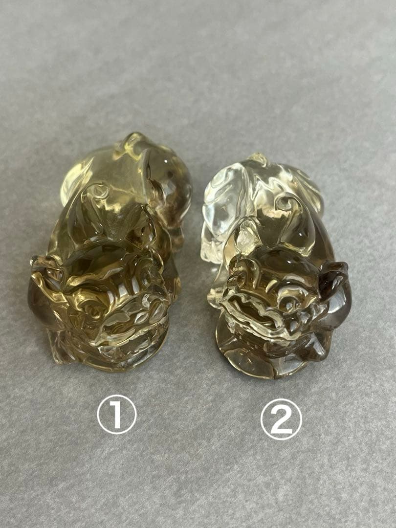 【高品質】スモーキーシトリン　貔貅ペア　置物
