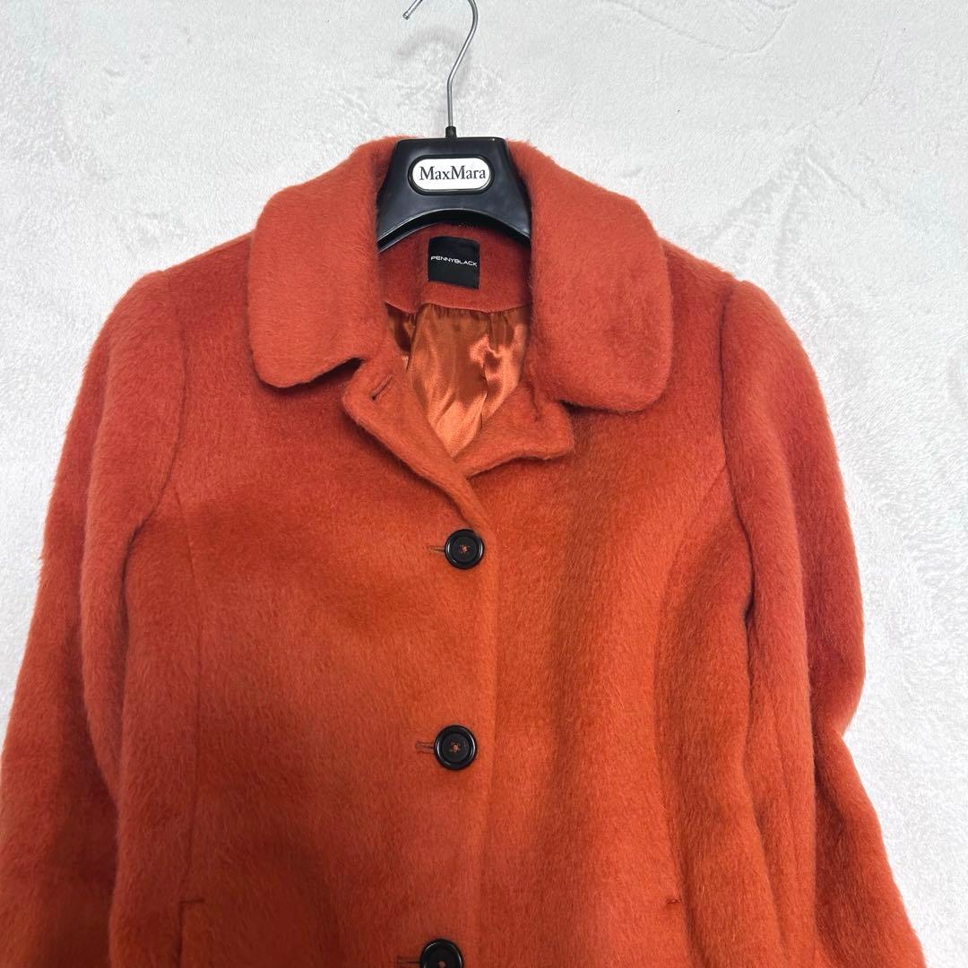 美品✨マックスマーラ✨ペニーブラック　モヘア 綺麗　ふんわりシャギーコート　42