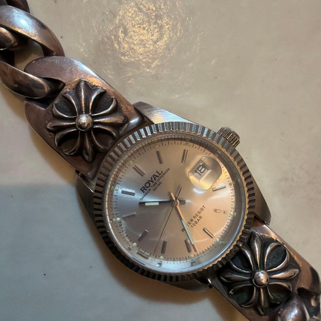 み*様 クロムハーツ風シルバーチェーン時計