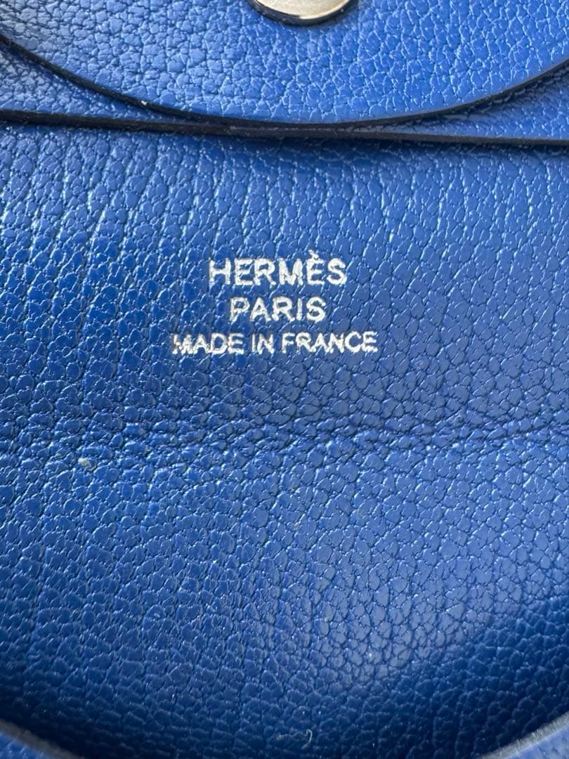 HERMES ケース　レザー ブルー