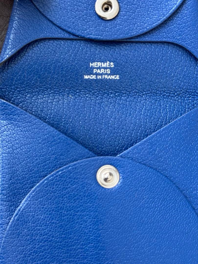 HERMES ケース　レザー ブルー