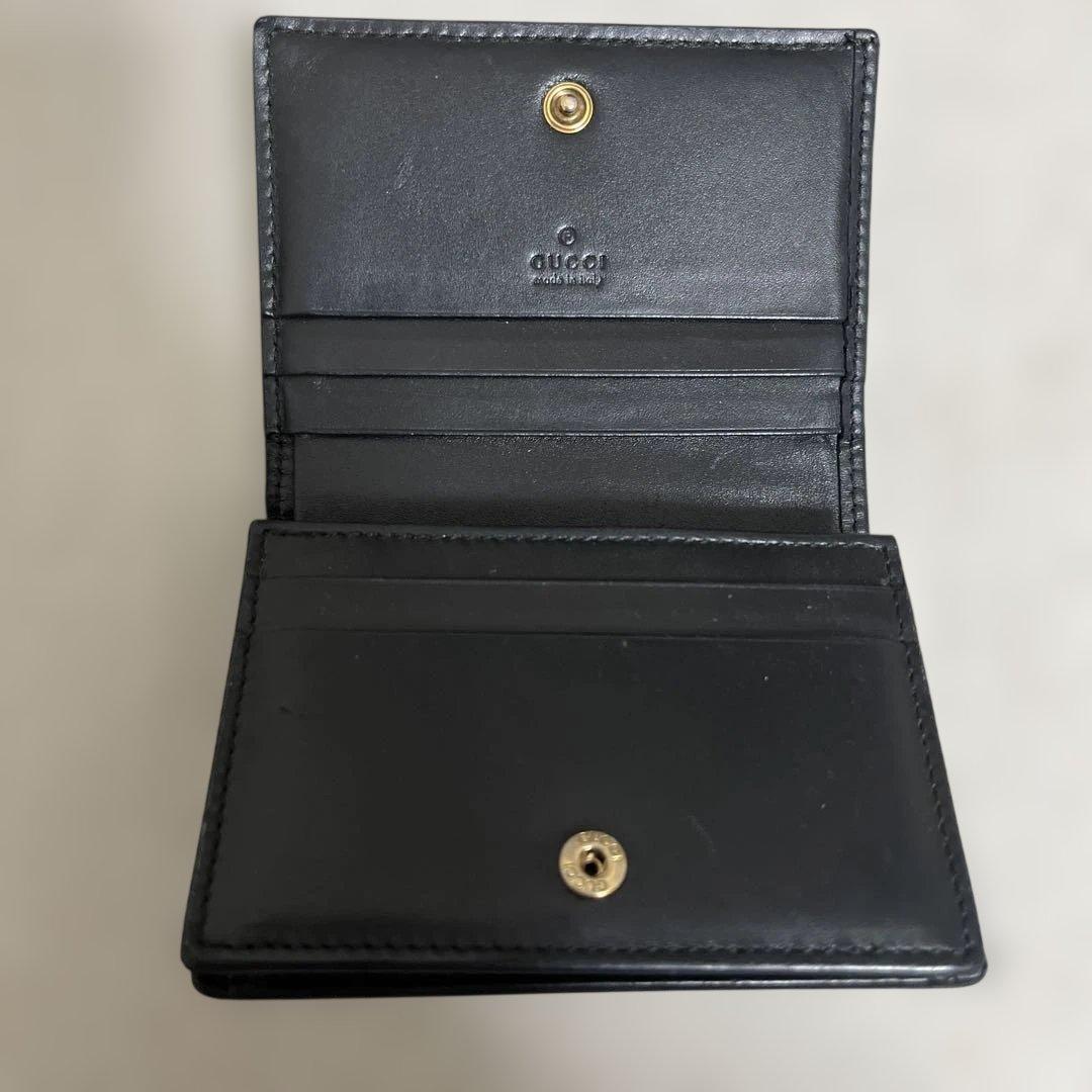グッチ 財布 リネアキャット GG柄 シマ レザー 猫 黒 ミニ 二つ折り