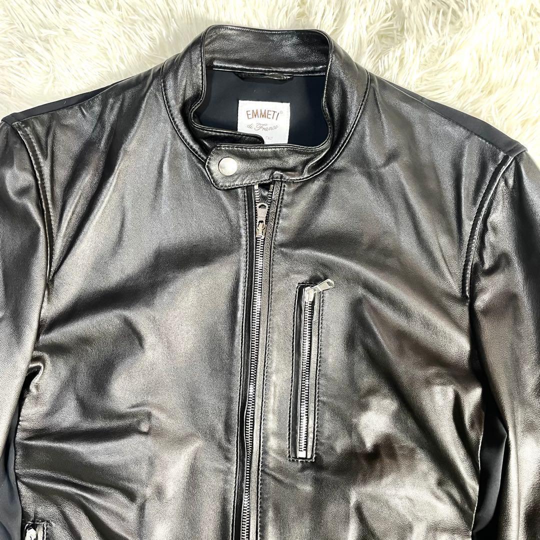 エンメティ　EMMETI レザージャケット　ブラック　メンズ　44サイズ