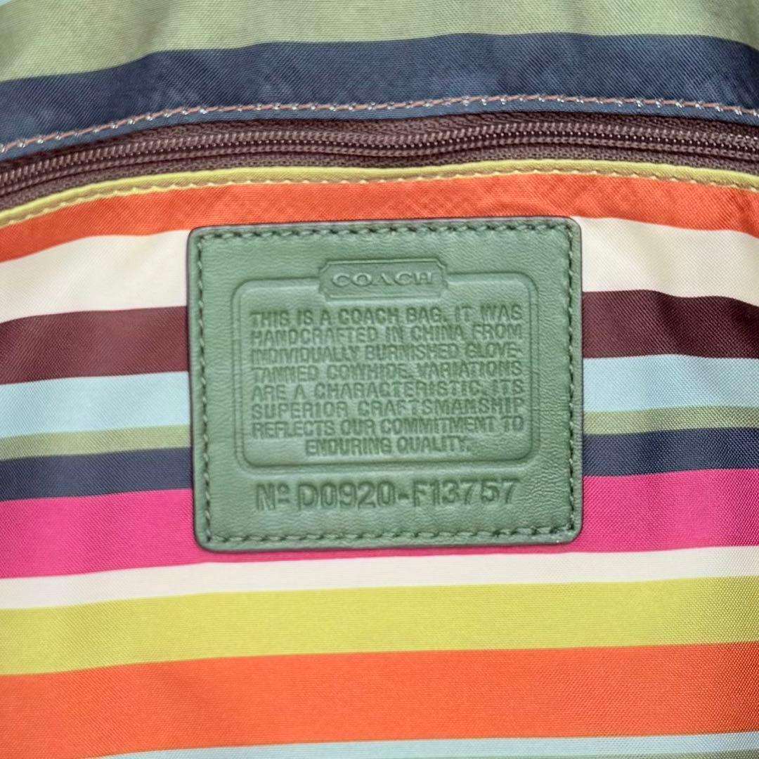 バッグ Coach Lily Legacy Turnrock Green Leather