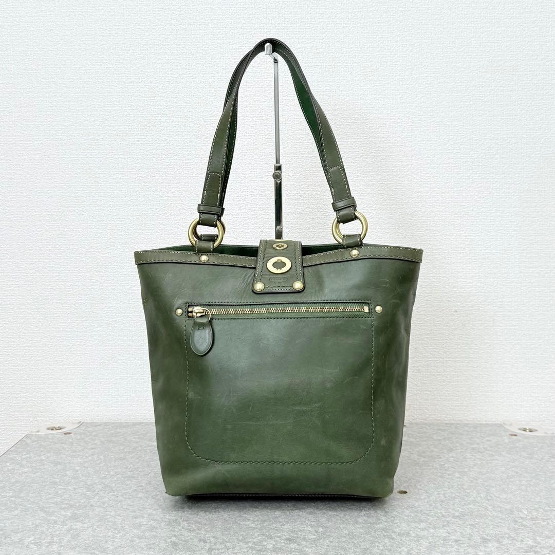 バッグ Coach Lily Legacy Turnrock Green Leather