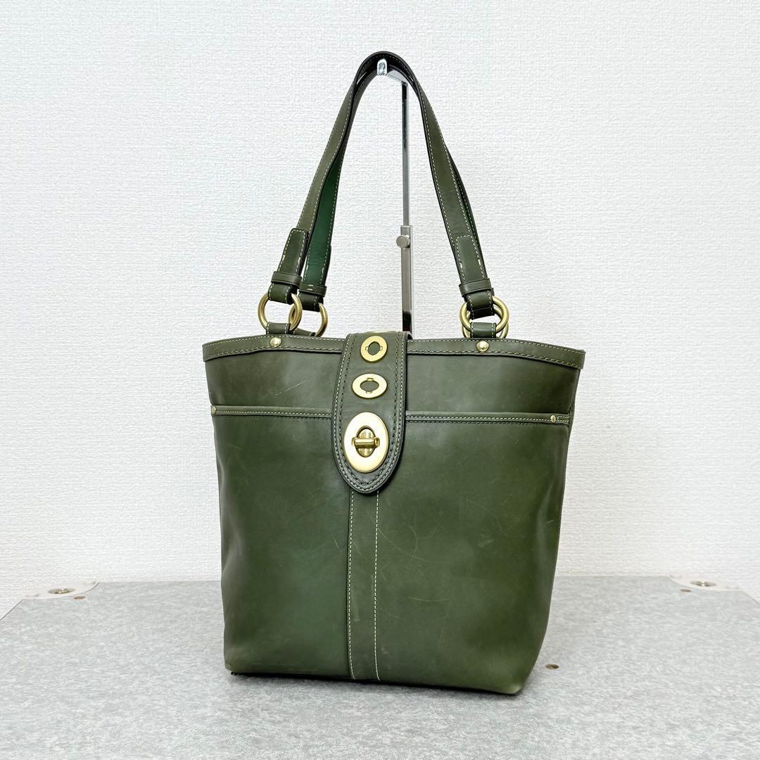 バッグ Coach Lily Legacy Turnrock Green Leather