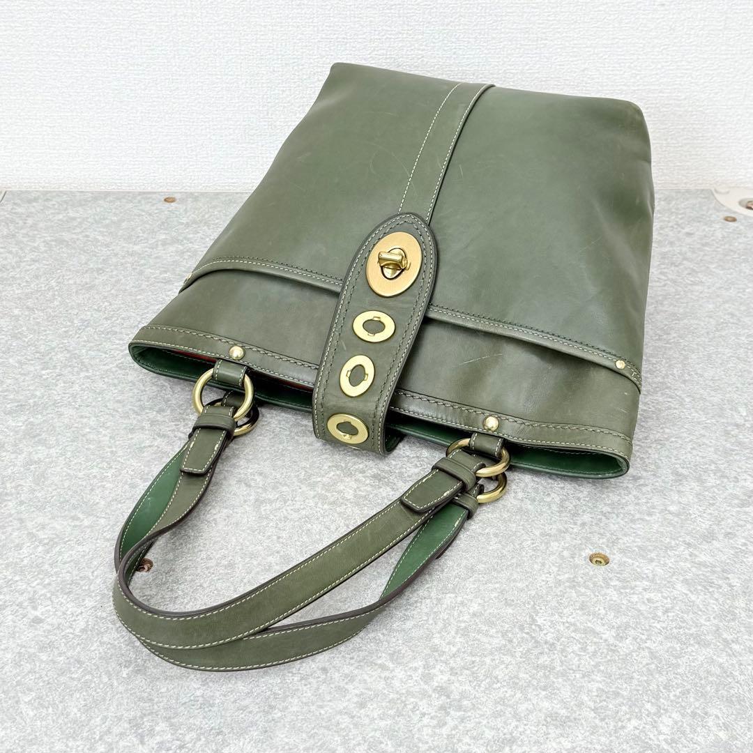 バッグ Coach Lily Legacy Turnrock Green Leather