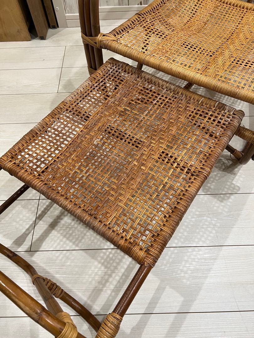 ラタン リクライニングロッキングチェア ヴィンテージ たのメル便にて発送