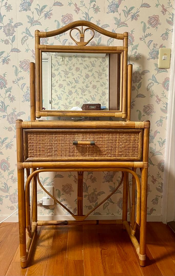 ラタン　籐　ヴィンテージドレッサー・鏡台