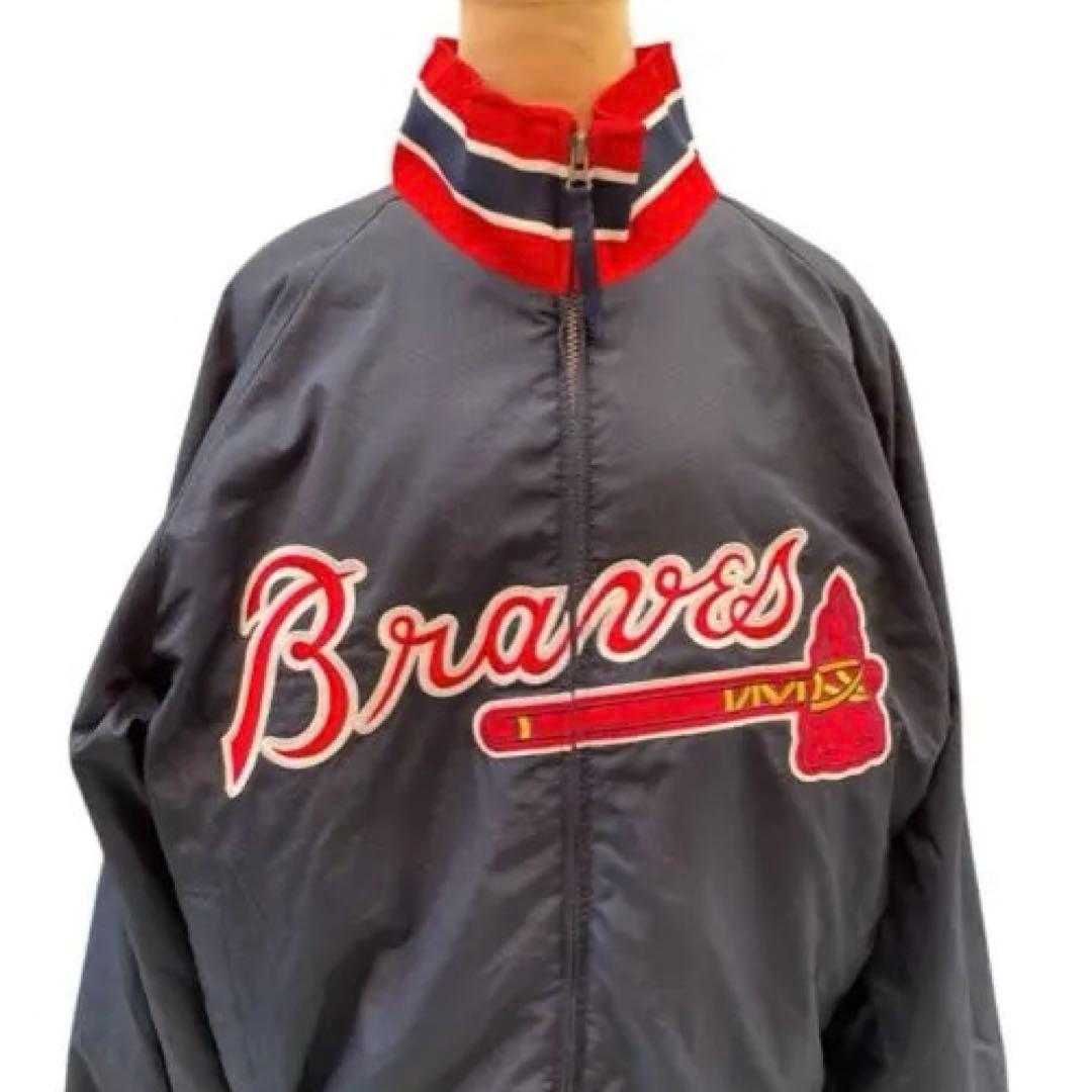 AtlantaBraves 刺繍ロゴ ナイロンジャケット グレー