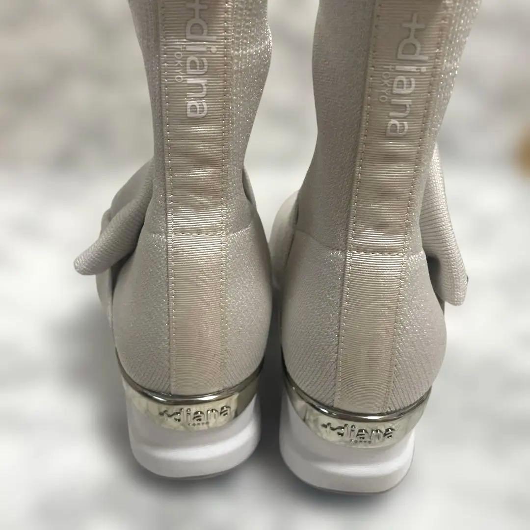 +diana プラスダイアナ　ニットショートブーツ 撥水　スニーカーブーツ