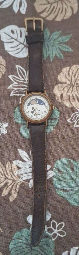 ヴィンテージ アルバ ミッキーマウス サン&ムーンウォッチ電池交換新品ベルト付き