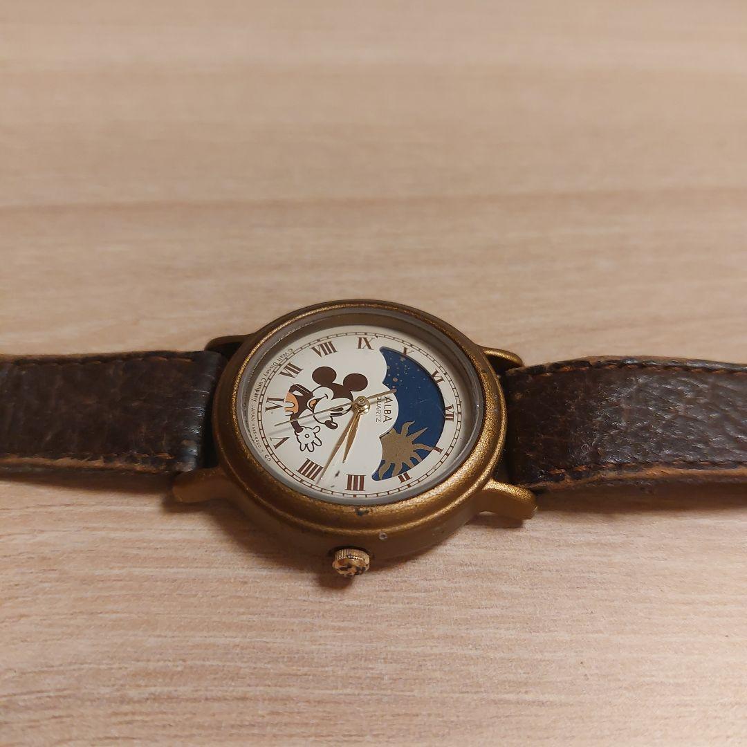 ヴィンテージ アルバ ミッキーマウス サン&ムーンウォッチ電池交換新品ベルト付き