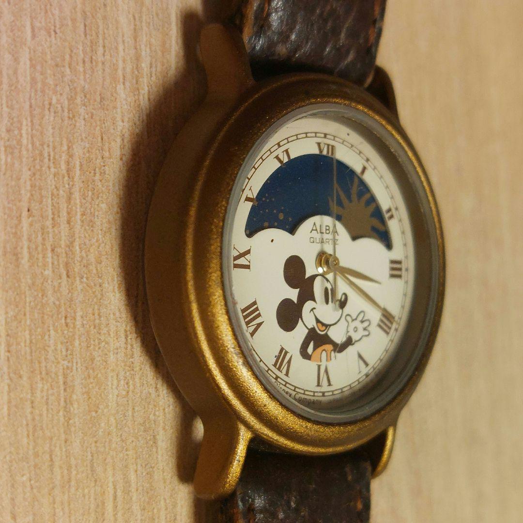 ヴィンテージ アルバ ミッキーマウス サン&ムーンウォッチ電池交換新品ベルト付き