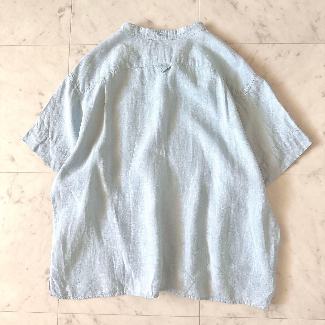 定番人気☆マーガレットハウエル リネン バンドカラーシャツ 麻 ゆったり 半袖