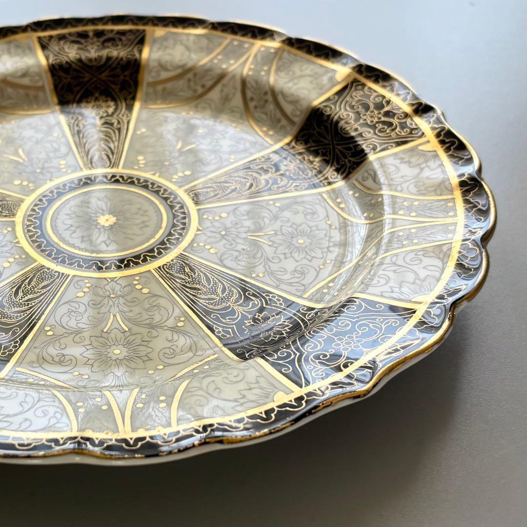 19世紀ヴィクトリア時代、サミュエル・アルコックの金彩プレート【稀少品・美術品】