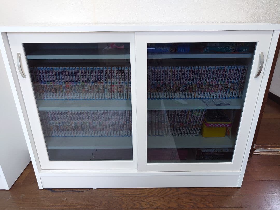 日本製 リビング収納 カウンター下収納 ガラス引戸 幅113 高さ85 奥行27