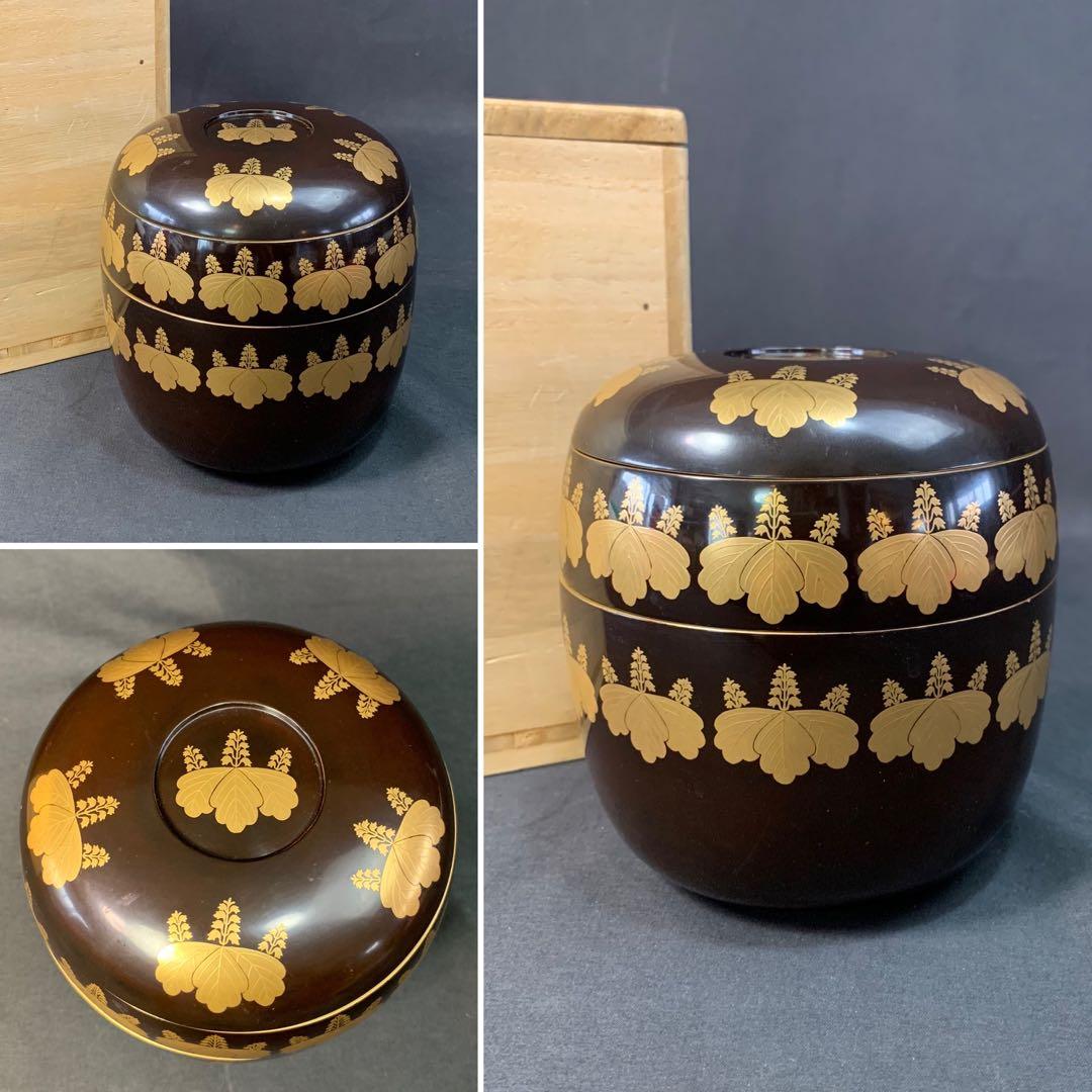 E190 送料無料　菓子器　漆器　お重　三段重　木製　木箱　茶道具　茶室