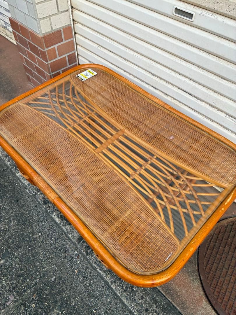 ラタン製　コーヒーテーブル　藤