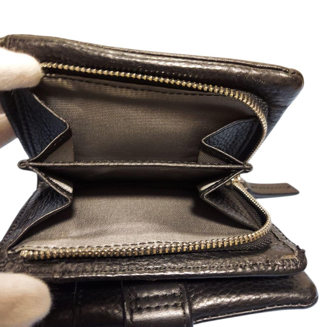 【ear】コンチョ 2つ折り財布 レザー 黒 コンパクト