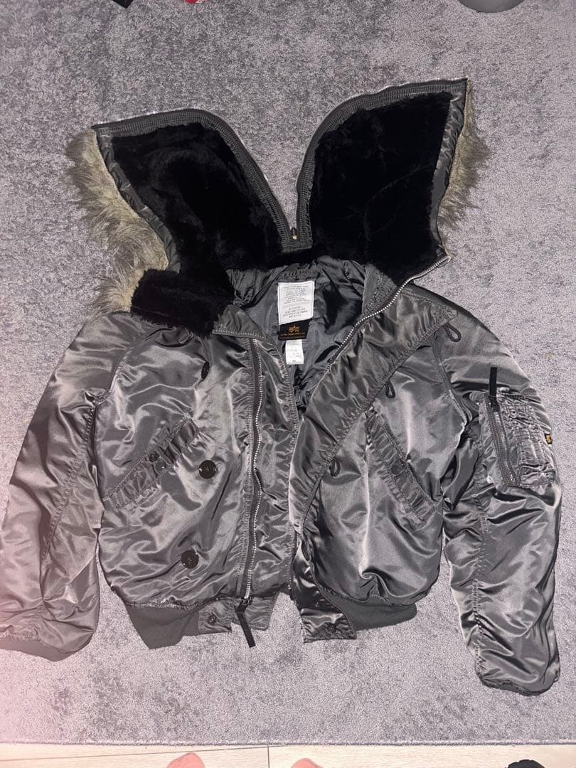 希少色グレーカーキALPHA INDUSTRIES N-2Bジャケット Lサイズ