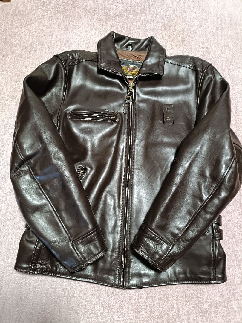 肉厚　馬革　ハーレーダビッドソン　L　シングルライダースジャケット