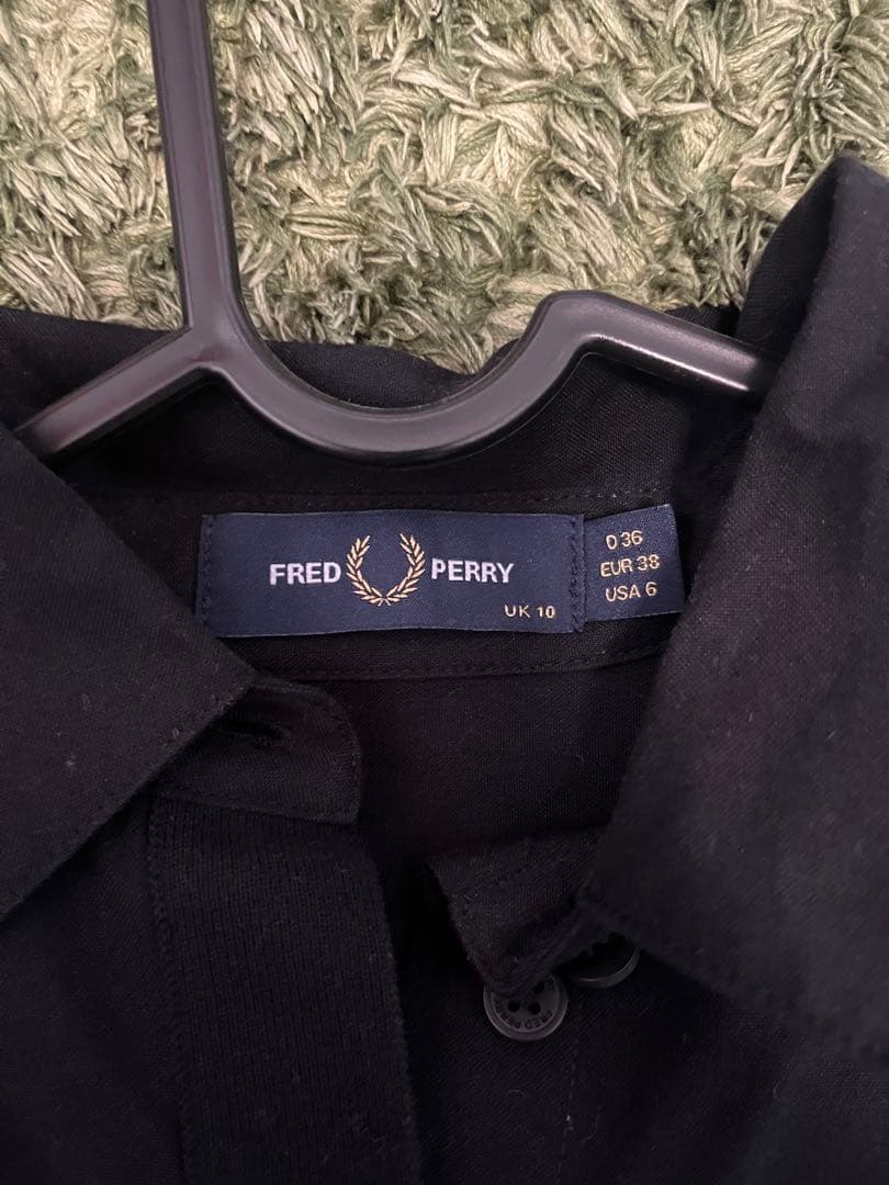 FRED PERRY ブラックロングコート UK 10